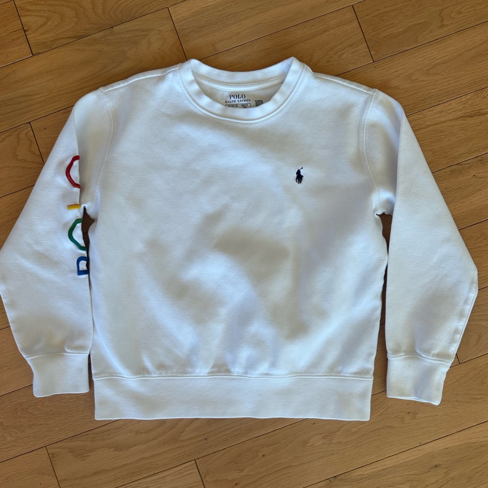 Polo Ralph Lauren Ombré Double Knit Sweatshirt Rainbow Logo Size M 10-12